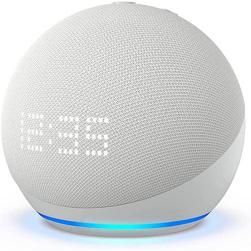 AMAZON ECHO DOT WITH CLOCK (5TH GEN, 2022) WITH ALEXA, GLACIER WHITE - Image 3