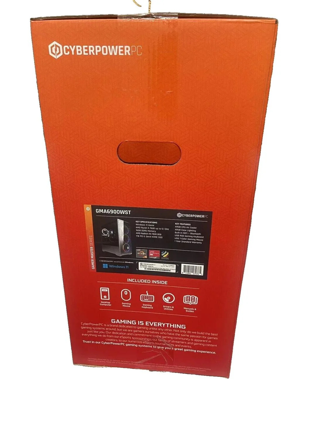 CYBERPOWERPC GAMING DESKTOP,RYZEN 5 7600,16GB,1TB SSD,RX 7600 8GB,WIN11,BLACK - Image 2