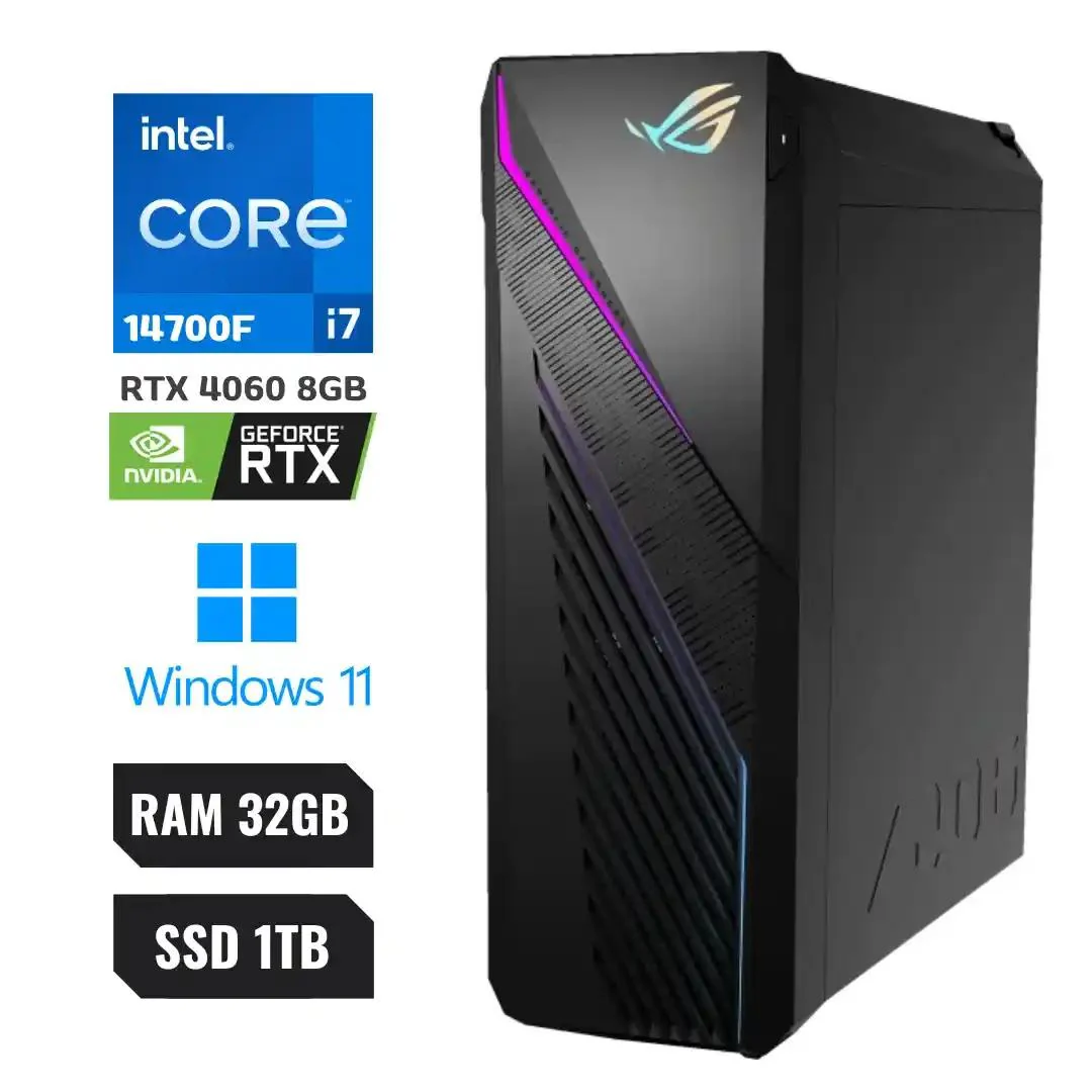 ASUS ROG G16CH GAMING DESKTOP, I7-14700F, 32GB, 1TB SSD,RTX 4070 12GB, W11, BLACK - Image 2