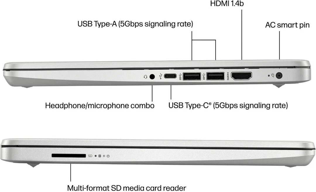 HP 14-DQ0760DX, 14"HD, CELERON 4020, 4GB, 128GB EMMC, W11, NATURAL SILVER - Image 3