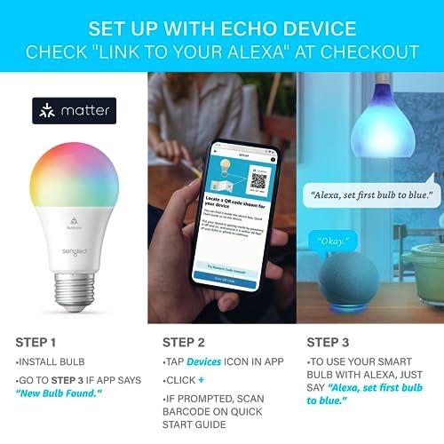 SENGLED LED SMART LIGHT BULB A19,MATTER-ENABLED,WORKS WITH ALEXA,60W,MULTICOLOR - Image 2